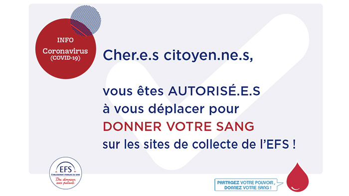Don du sang - crise sanitaire